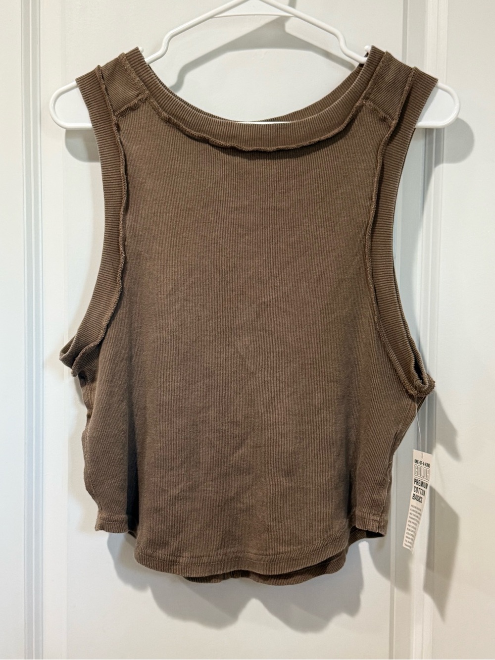 Ribbed Sleeveless Tank Top in Brown